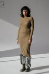 BASERANGE 24 Autumn/Winter Veined Long Sleeve Dress Portugal BAS-DRVL-RB-AU24-FCZ DRVL-RB Emerald Brown